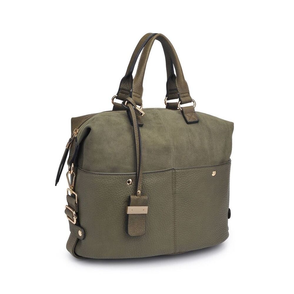 Moda Luxe London Satchel olive green pebbled faux leather